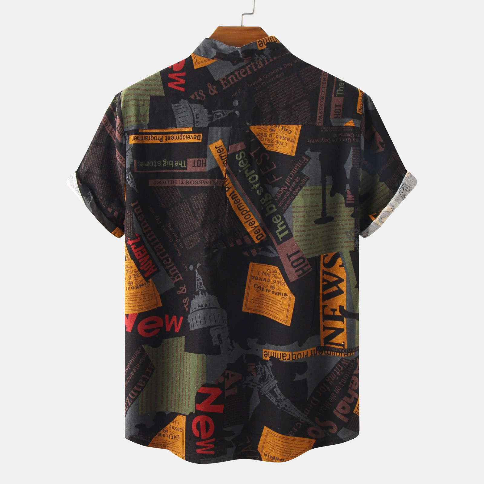 Men's Printed Button Detail Short Sleeve Shirt
