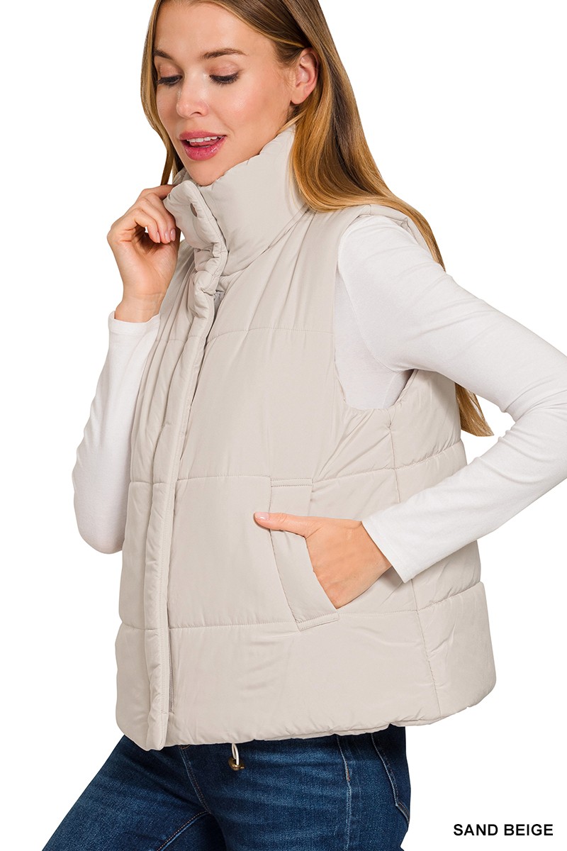 High Neck Zip-Up Vest Coat