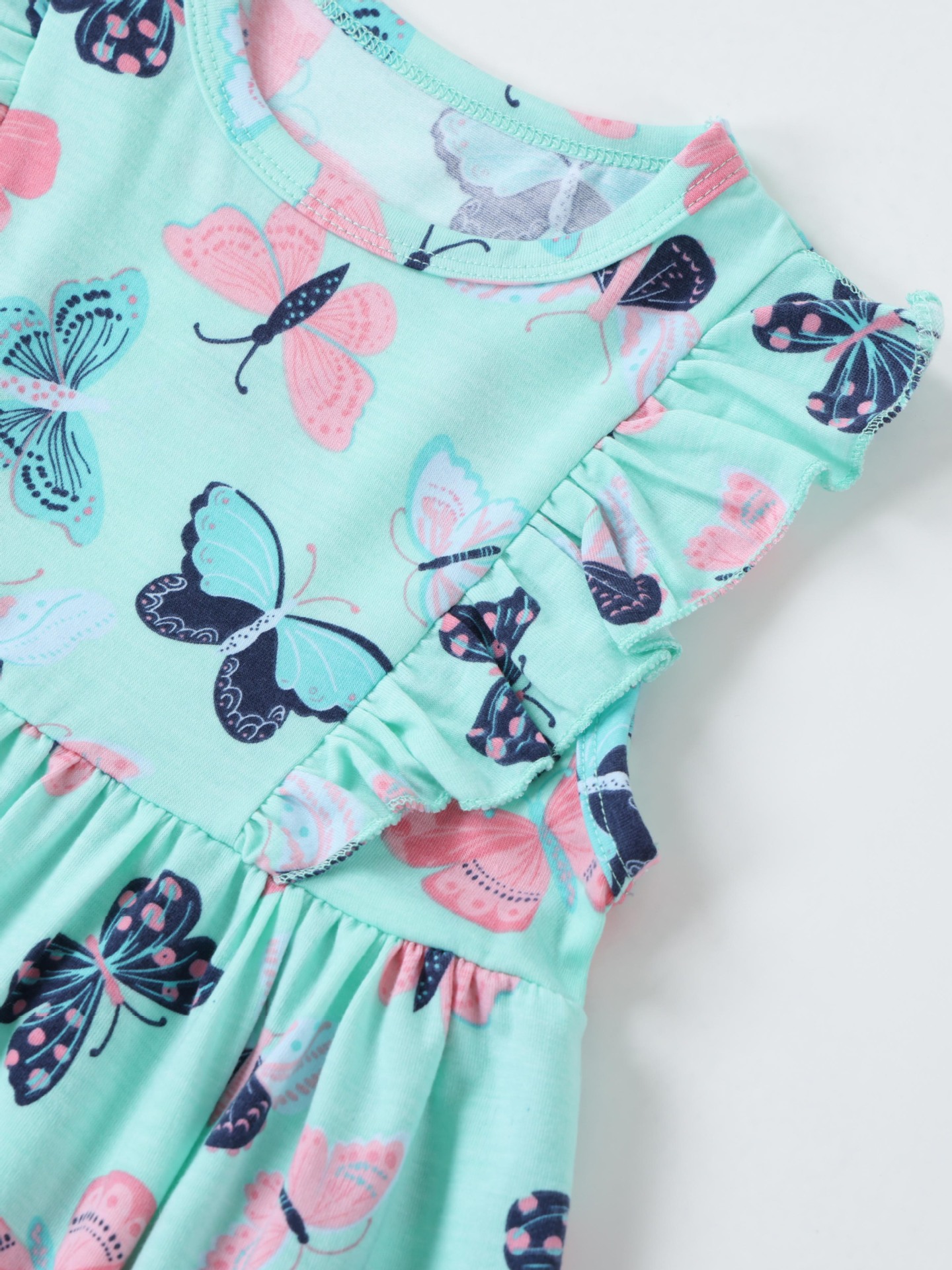 Children's Butterfly Print Ruffle Sleeve Dress 6