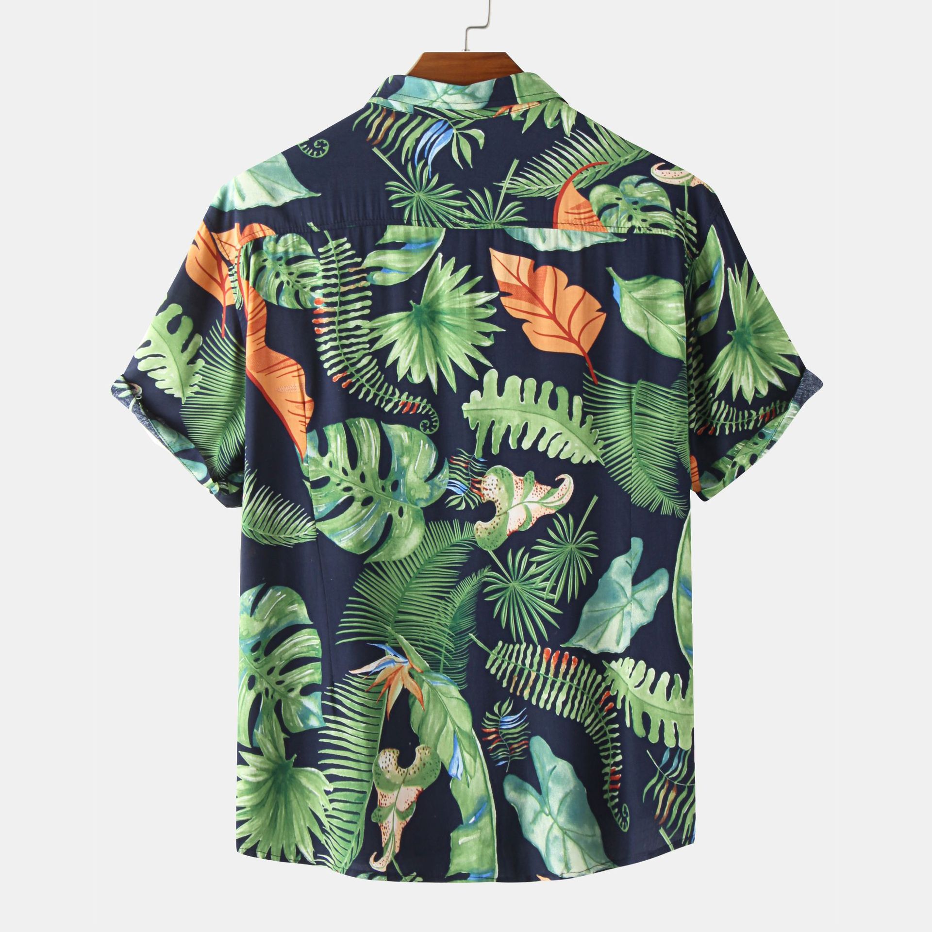 Men's Plus Size Tropical Leaf Print Hawaiian Short Sleeve Casual Shirt