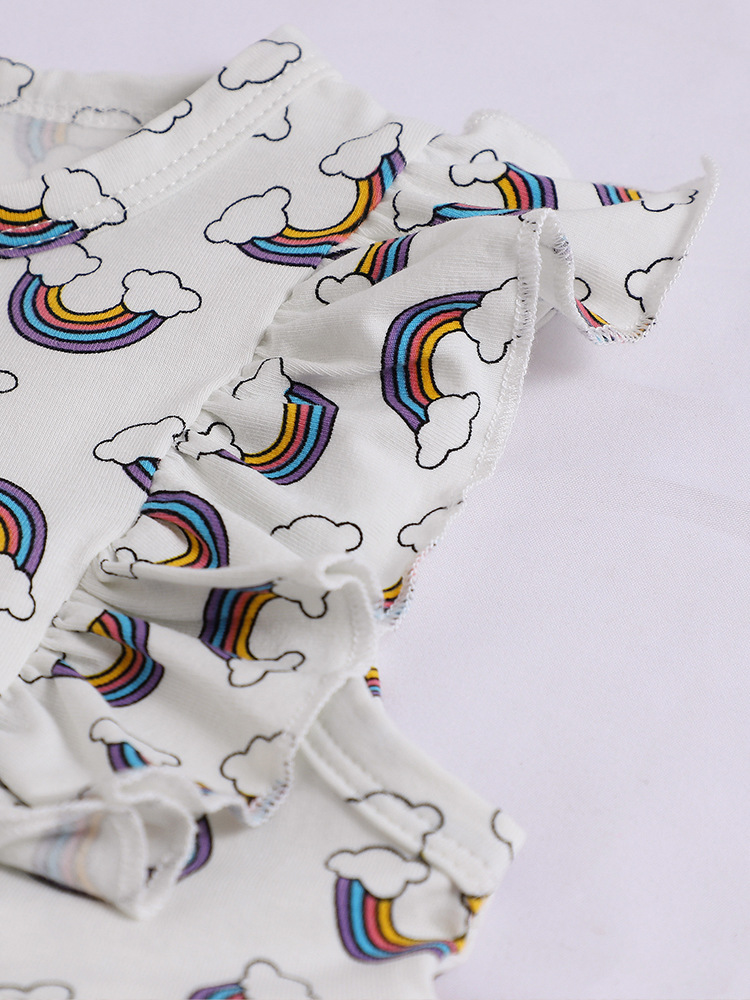 Children's Rainbow Print Ruffle Sleeve Dress 3