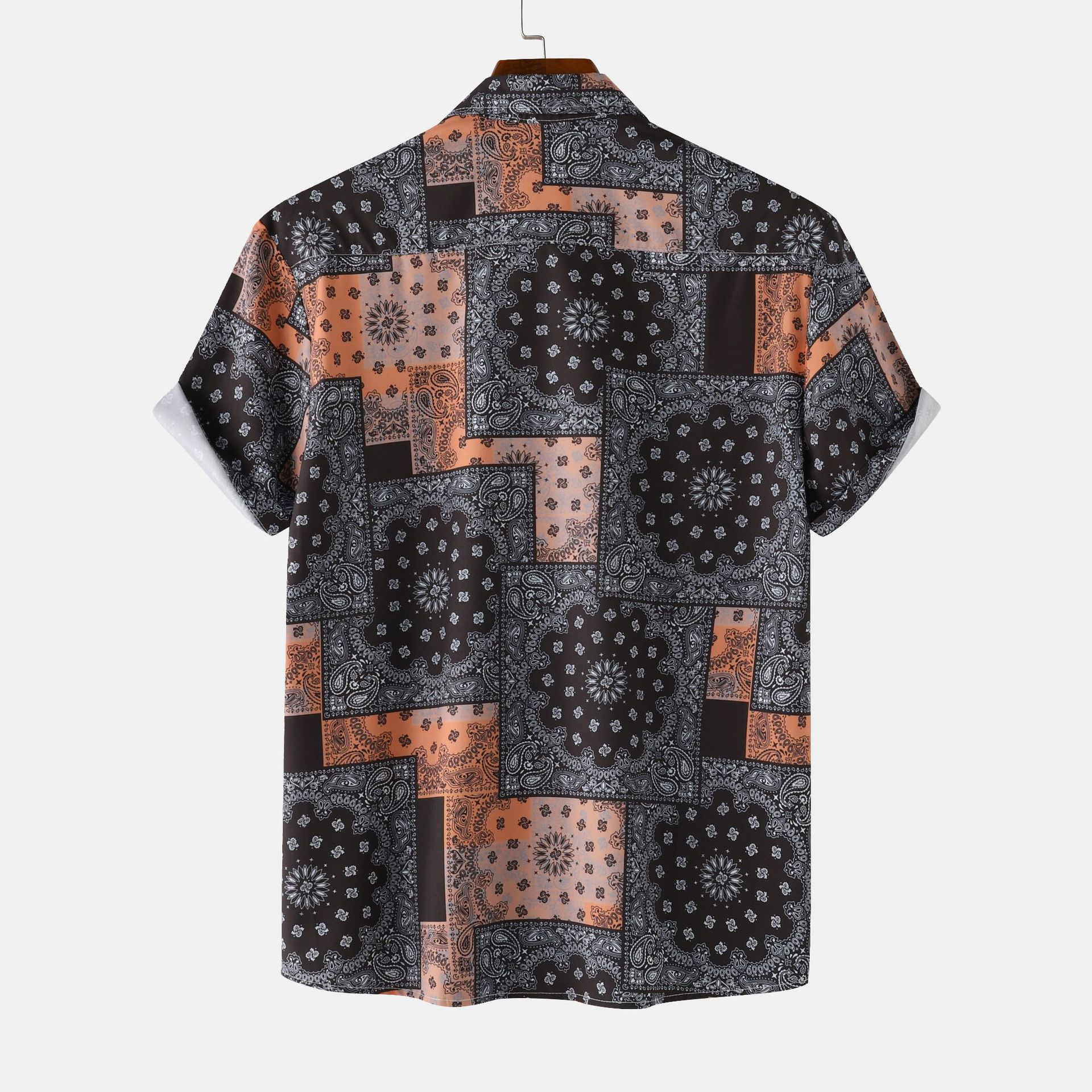 Men's Button Up Printed Short Sleeve Shirt