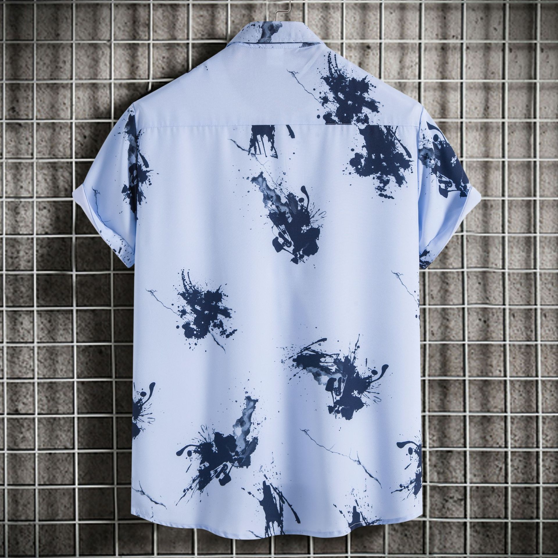 Men's Plus Size Ink Splash Pattern Short Sleeve Casual Shirt