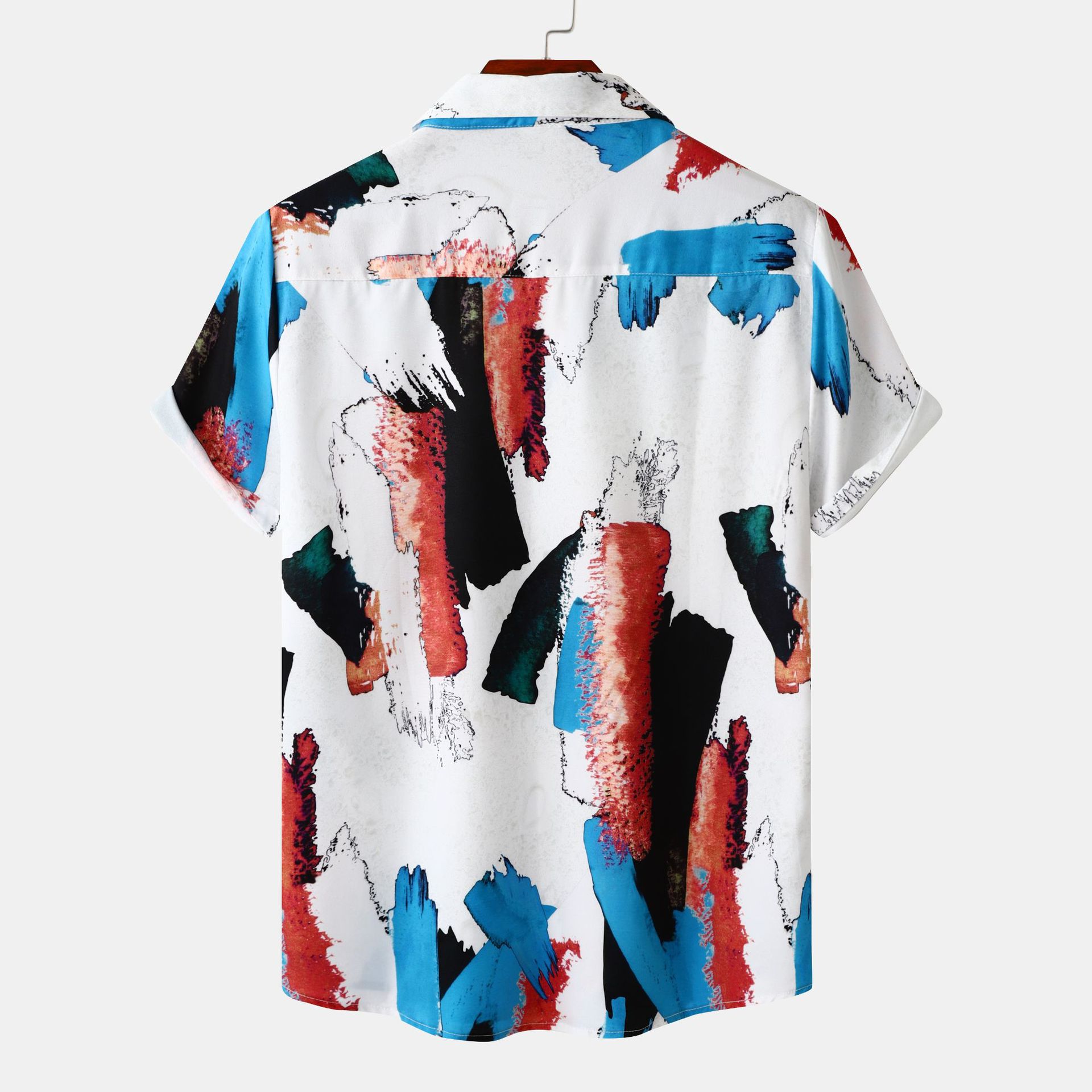 Men's Plus Size Abstract Print Short Sleeve Button-Down Casual Shirt