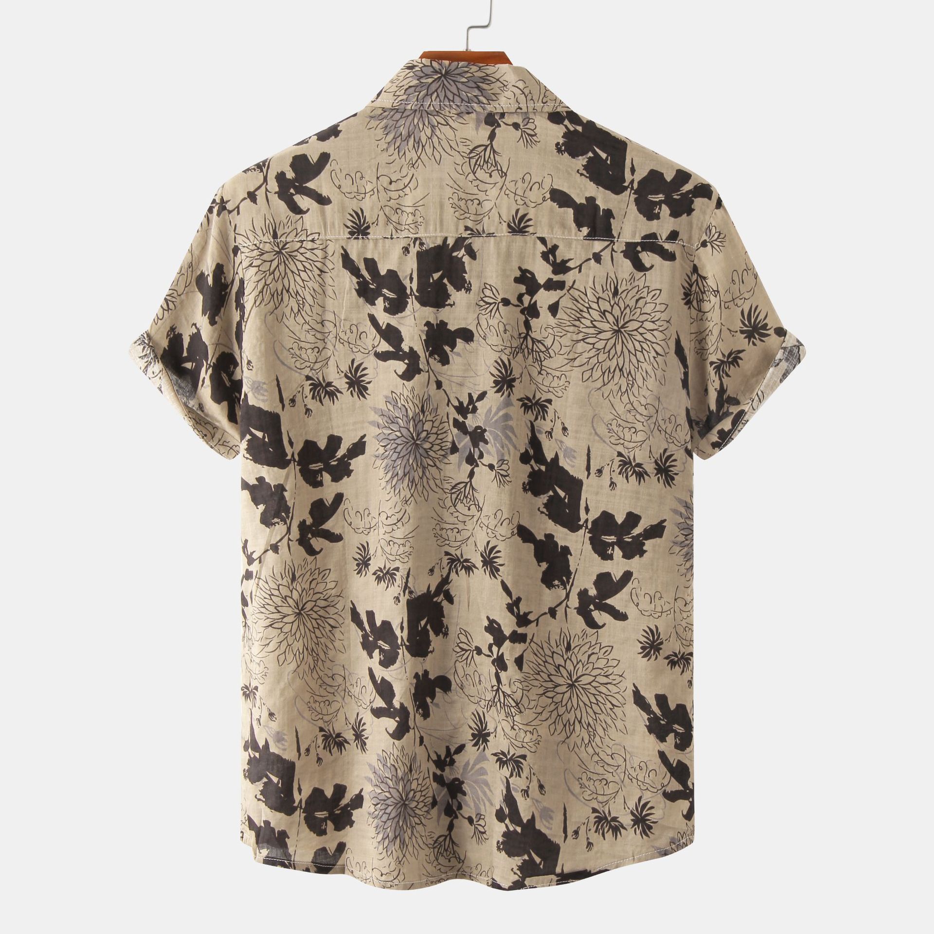 Men's Plus Size Floral Print Short Sleeve Button Down Shirt