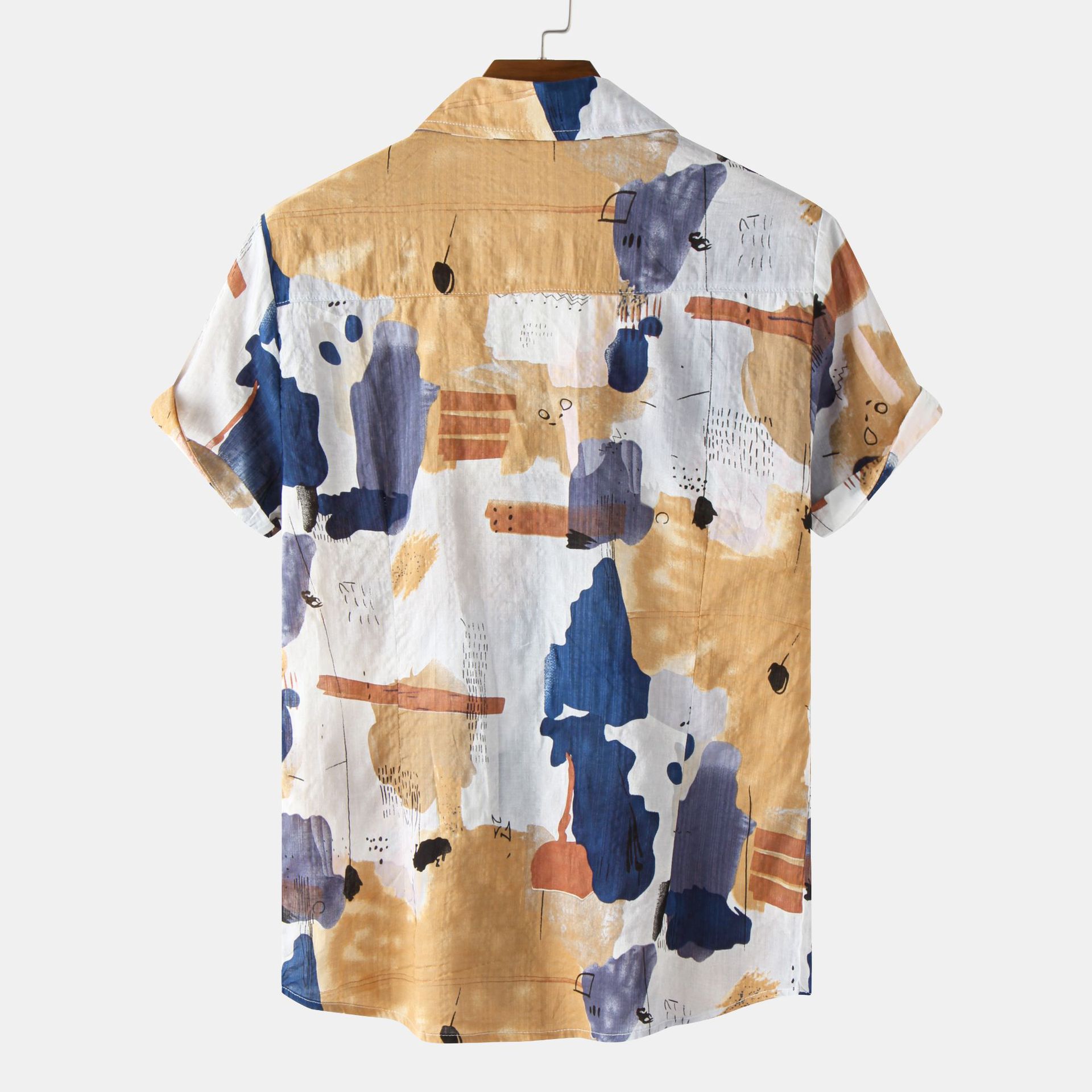 Men's Plus Size Abstract Print Short Sleeve Button-Up Shirt