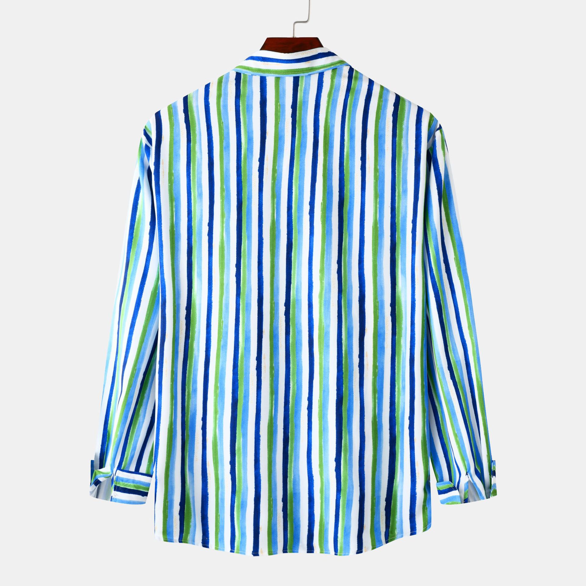 Men's Striped Long Sleeve Casual Button-Up Shirt