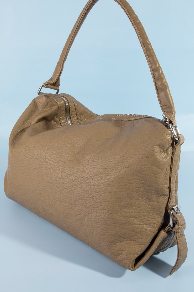 Fame Buckle Strap Detail Leather Handbag