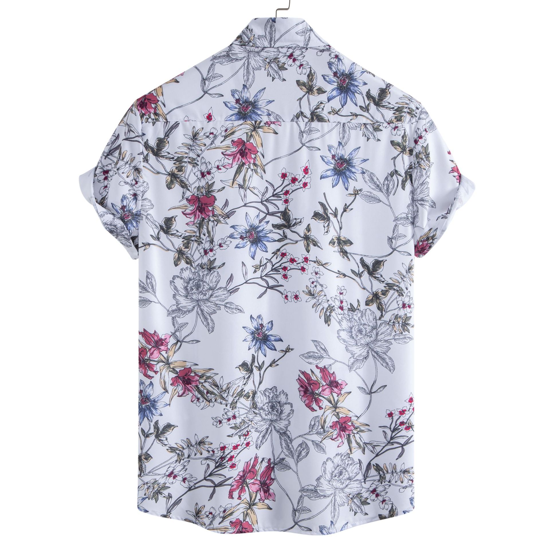 Men's Plus Size Floral Print Short Sleeve Casual Shirt