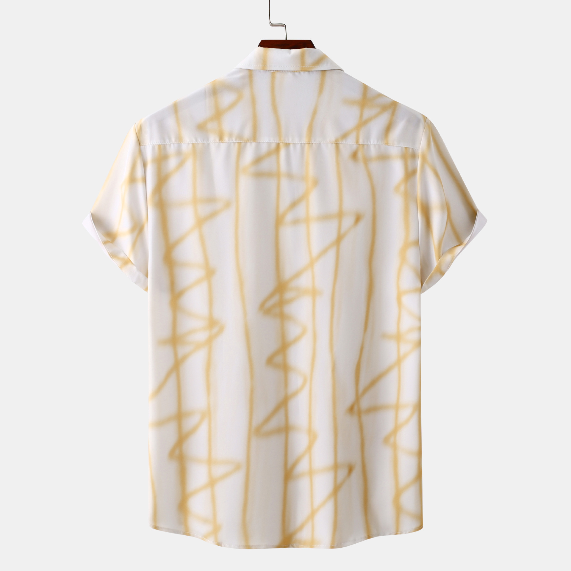 Men's Plus Size Abstract Lines Print Short Sleeve Summer Casual Shirt