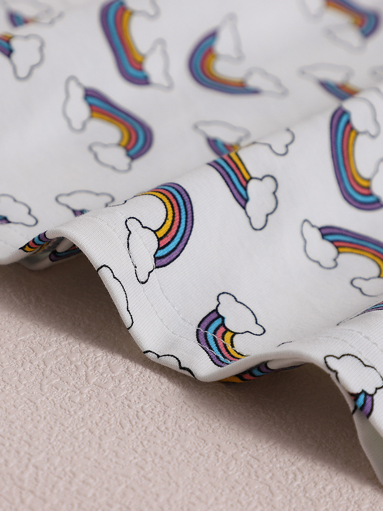 Children's Rainbow Print Ruffle Sleeve Dress 4