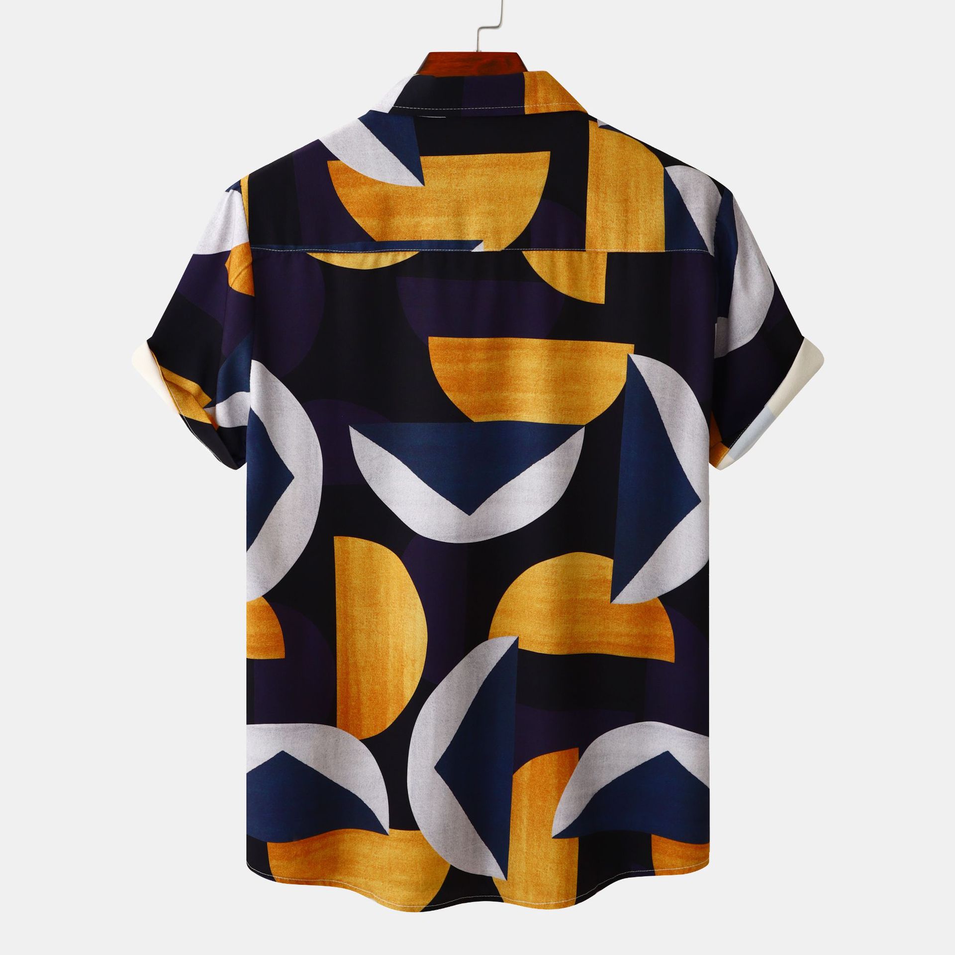 Men's Plus Size Geometric Print Short Sleeve Button-Up Casual Shirt