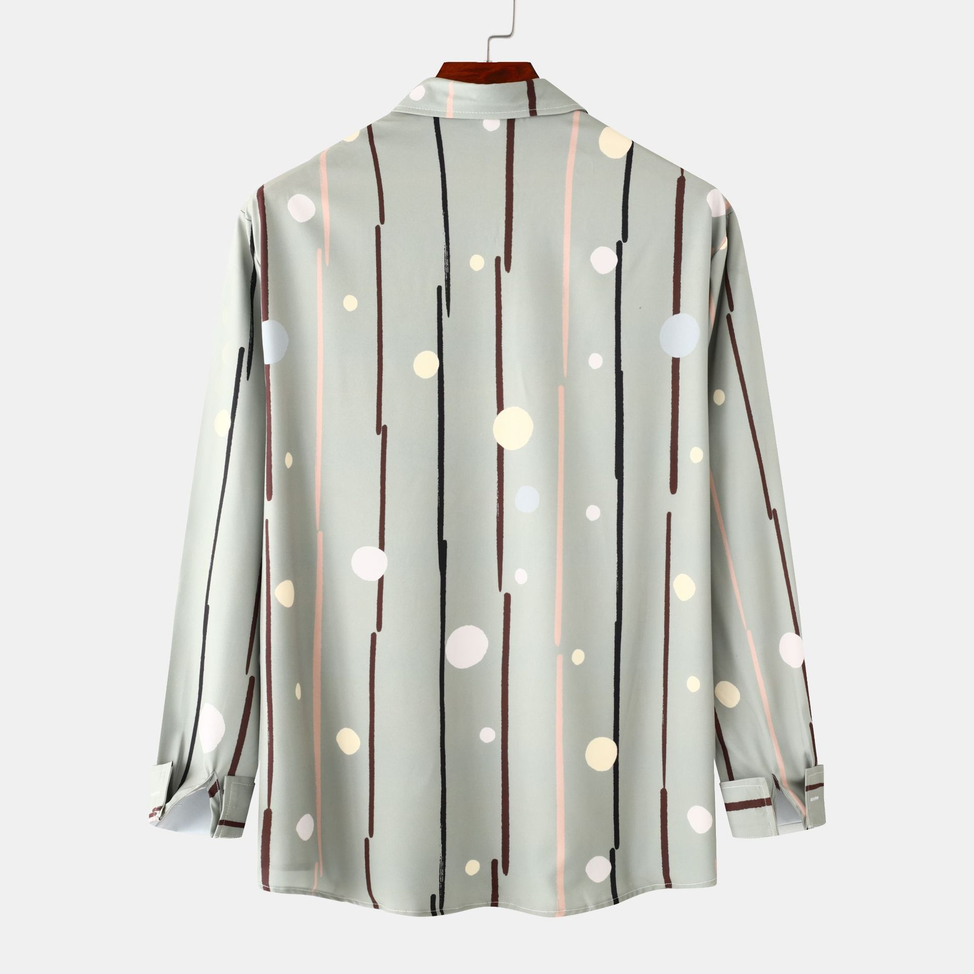 Men's Striped Polka Dot Button-Down Shirt