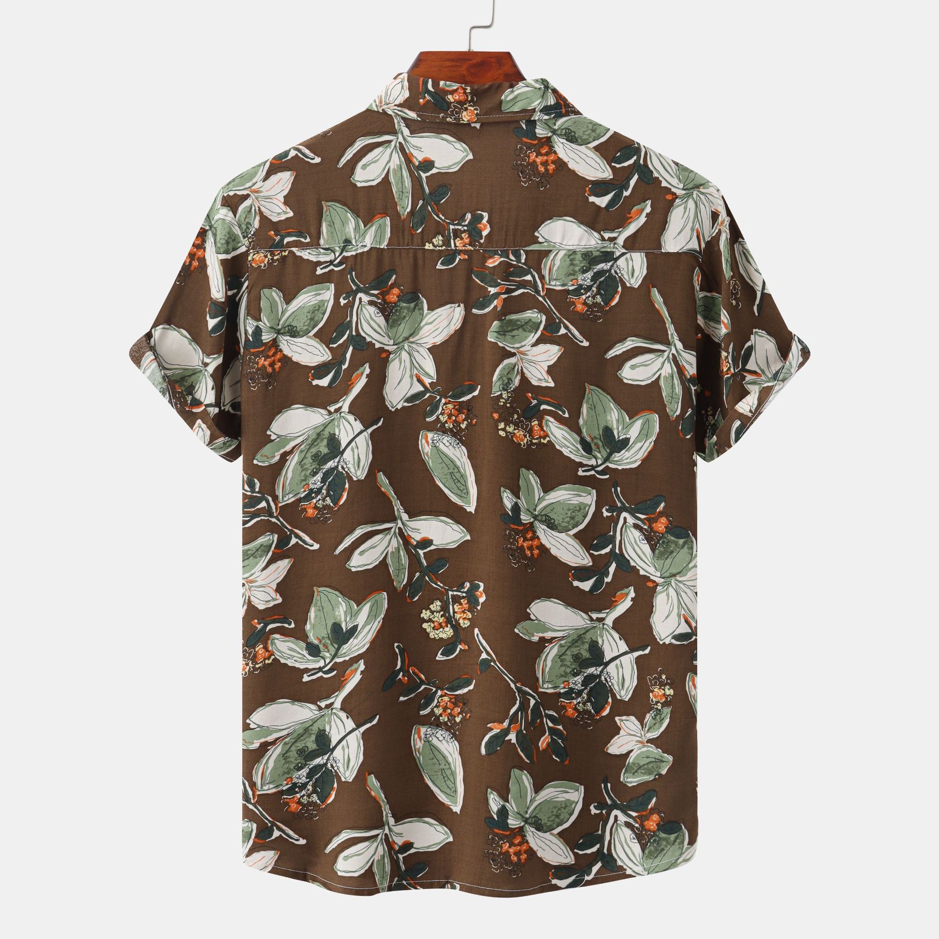 Men's Plus Size Floral Print Short Sleeve Button-Up Shirt