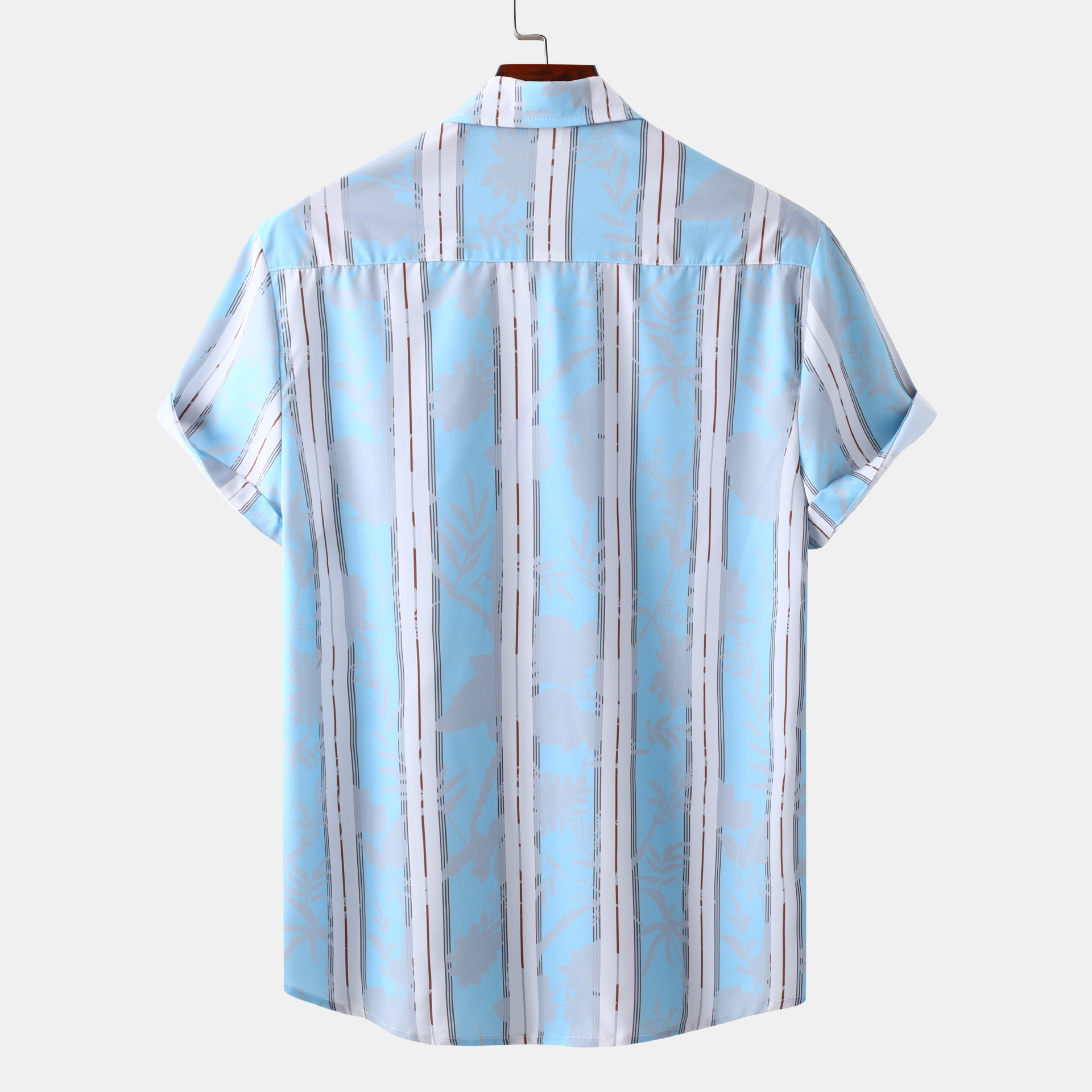 Men's Plus Size Casual Striped Short Sleeve Button-Up Shirt