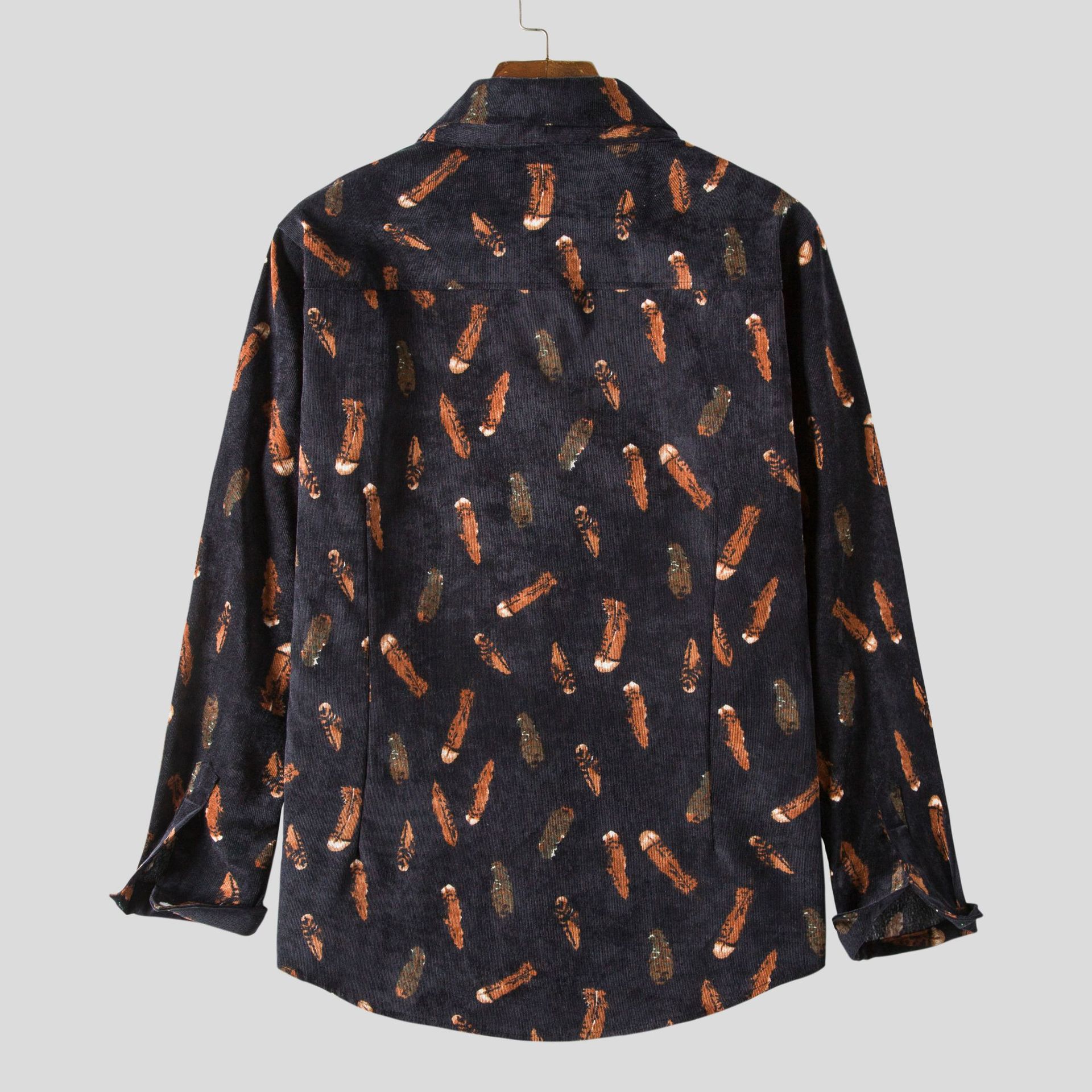 Men's Plus Size Printed Casual Button-Up Shirt