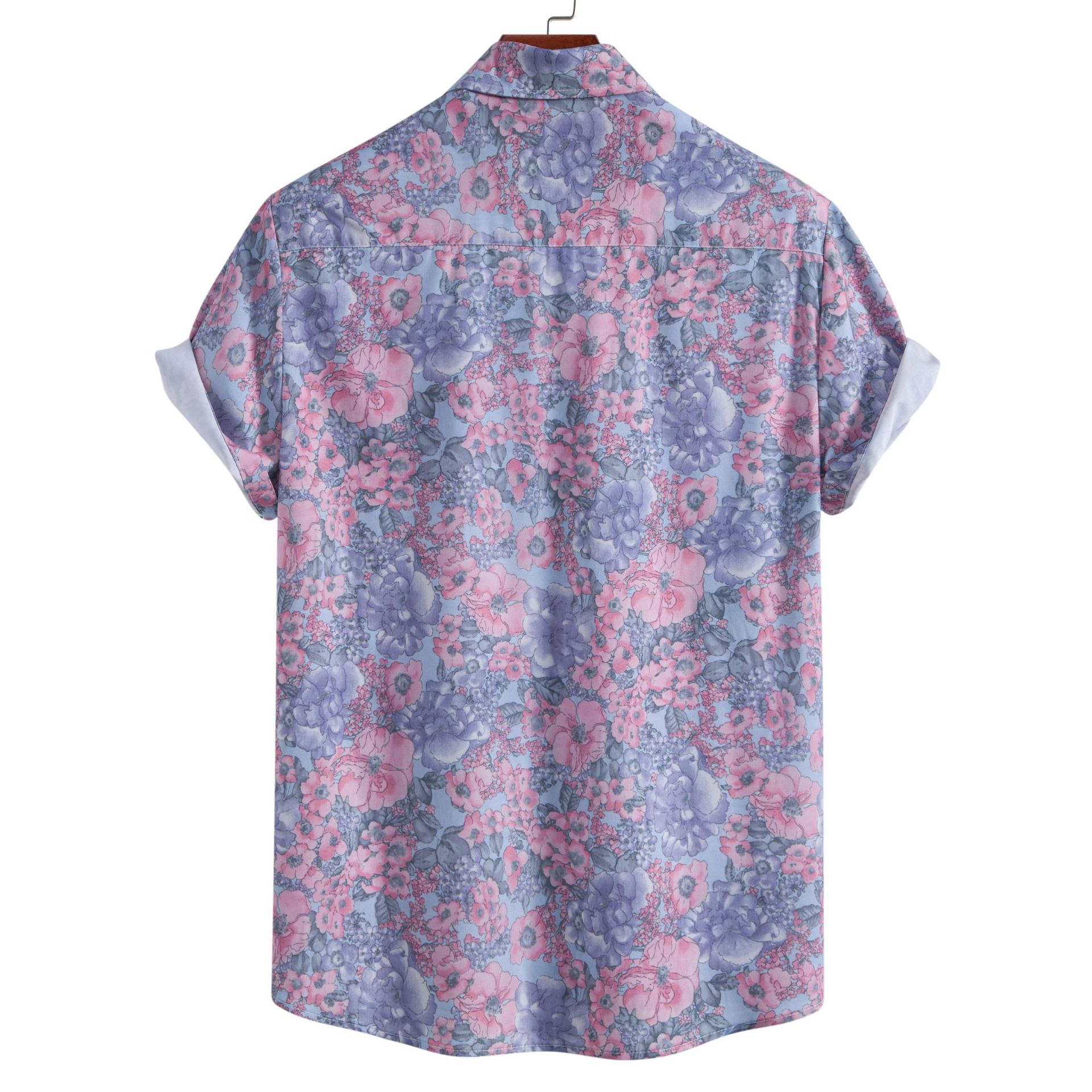 Men's Plus Size Floral Print Short Sleeve Casual Shirt