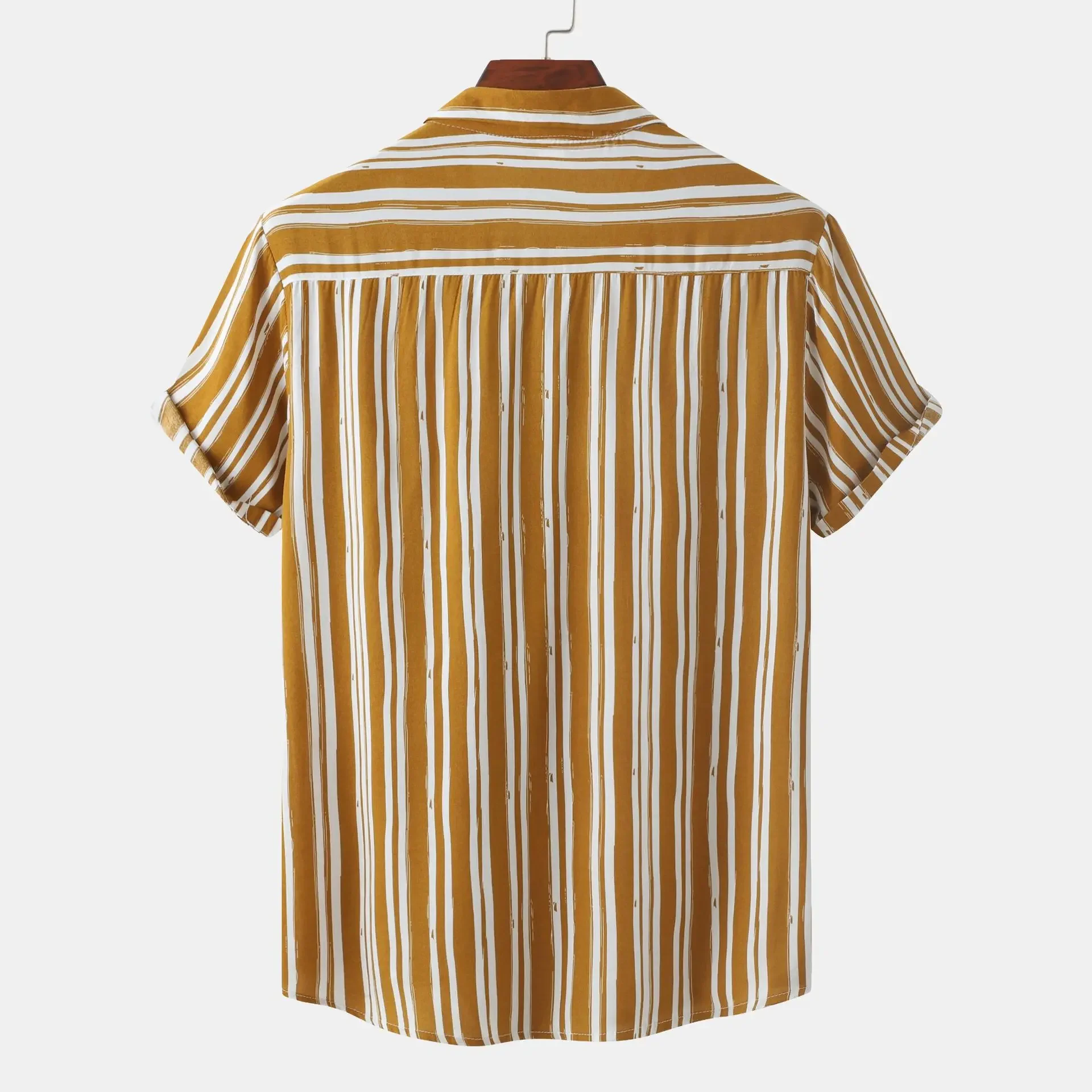 Men's Plus Size Striped Short Sleeve Button-Down Shirt