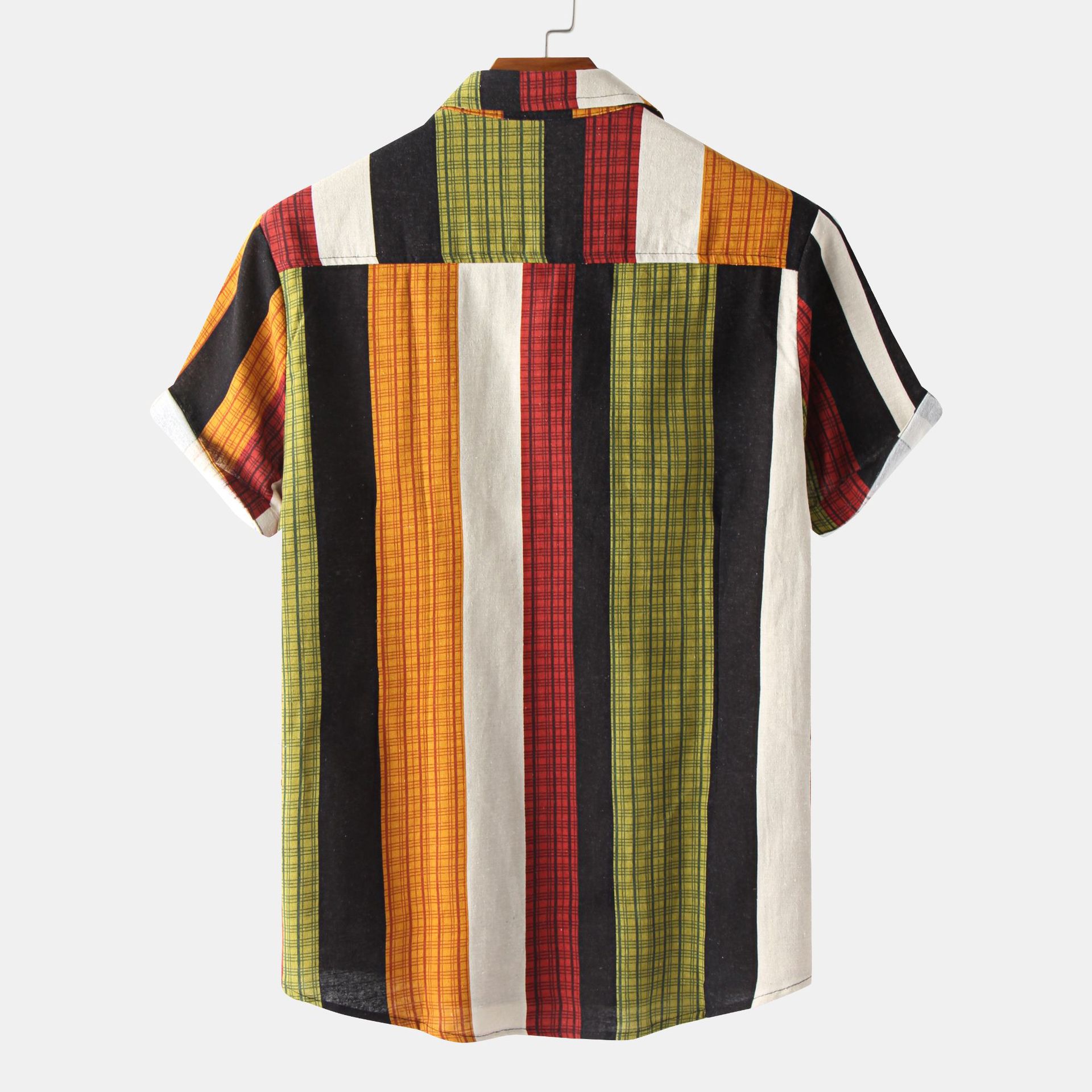 Men's Plus Size Multicolor Striped Short Sleeve Button Down Casual Shirt