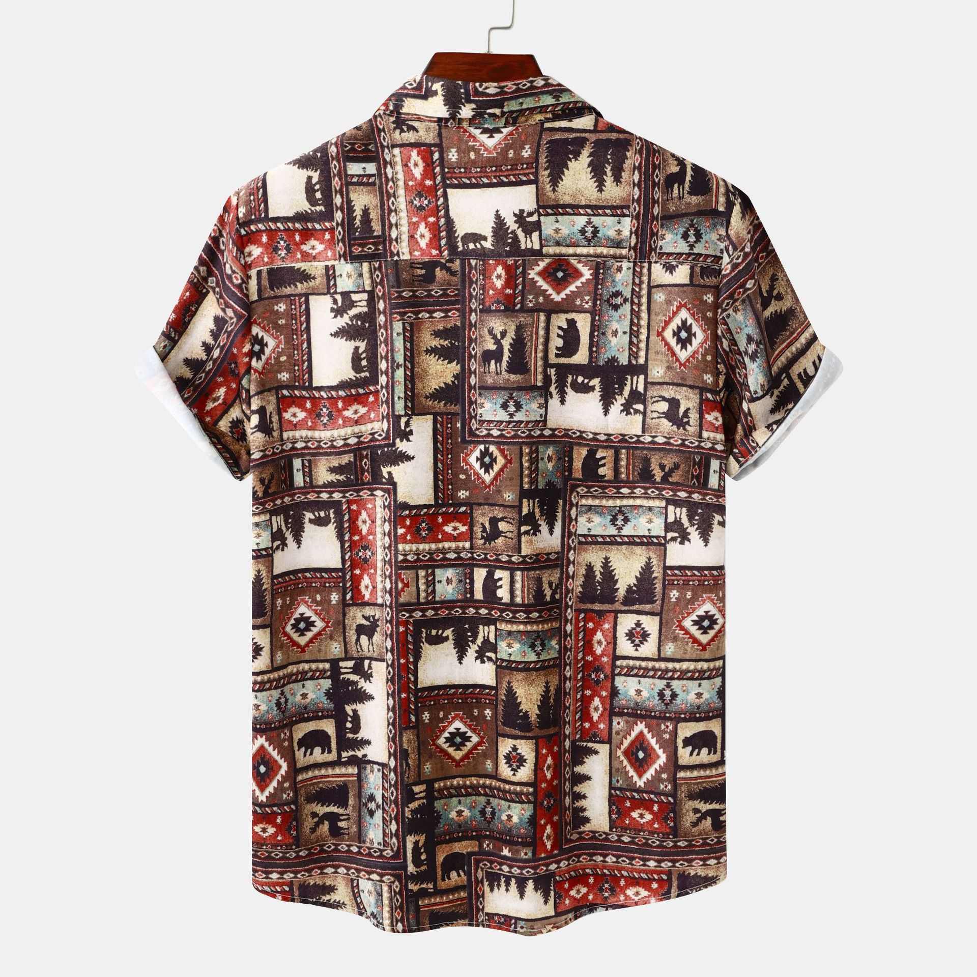 Men's Plus Size Printed Short Sleeve Casual Shirt