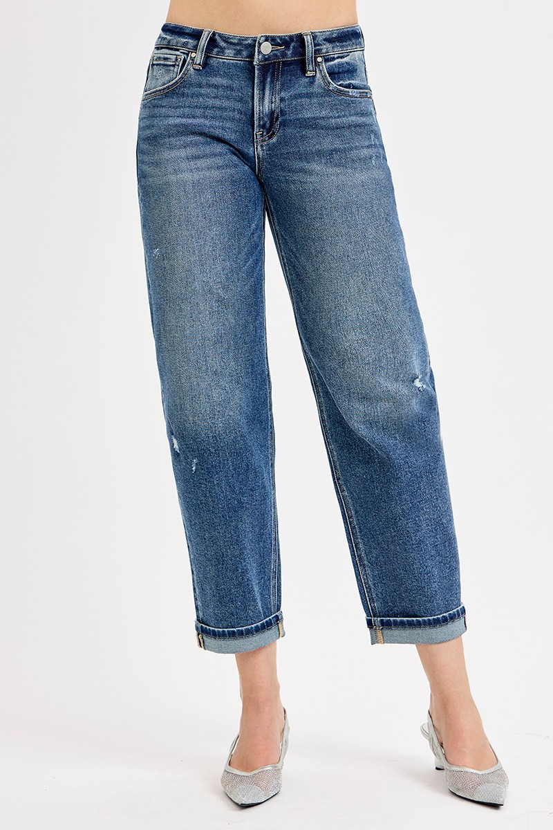 Full Size Low Rise Crop Boyfriend Jeans Plus Size