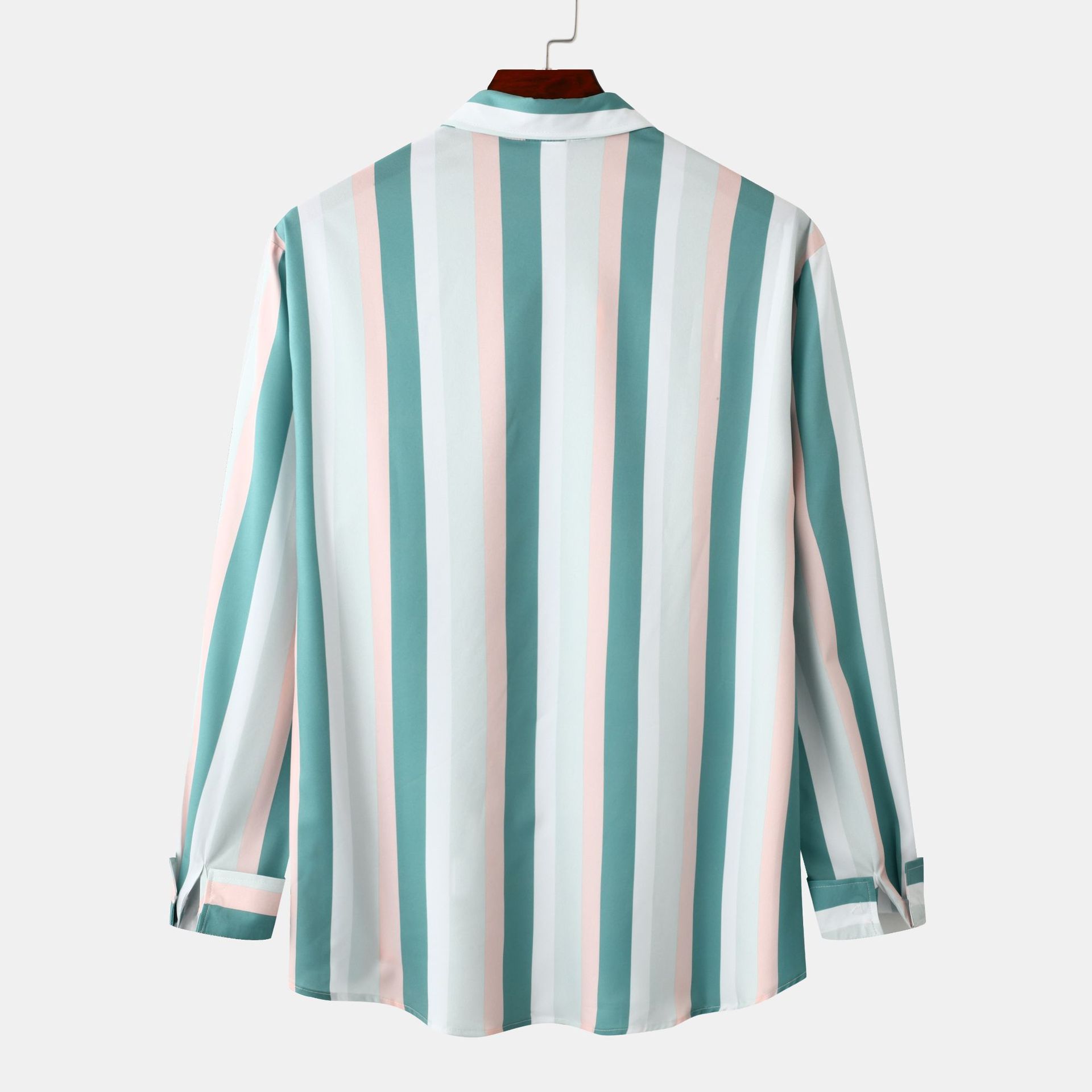Men's Striped Button-Down Long Sleeve Shirt