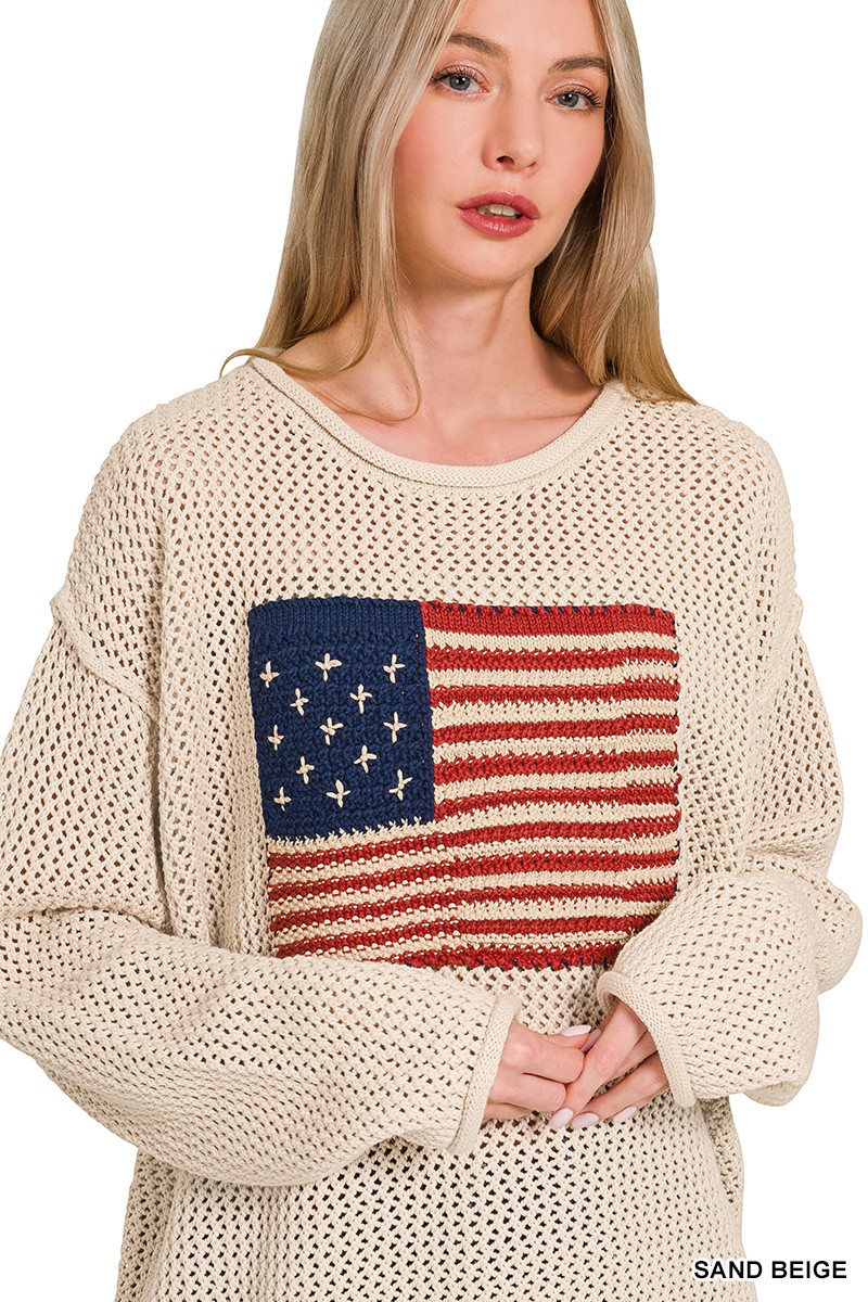 American Flag Crew Neck Sweater