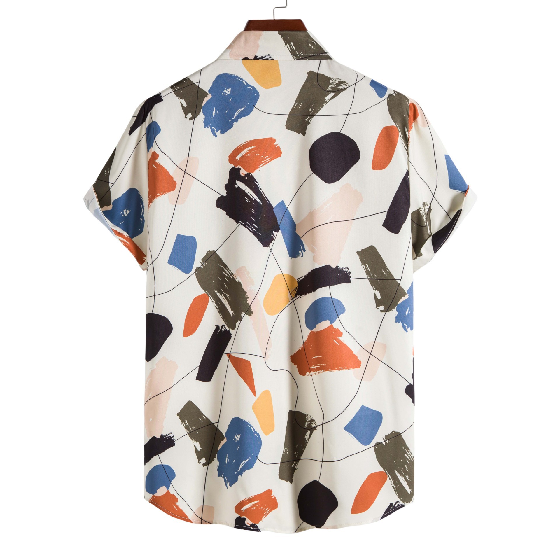 Men's Printed Button Up Short Sleeve Shirt