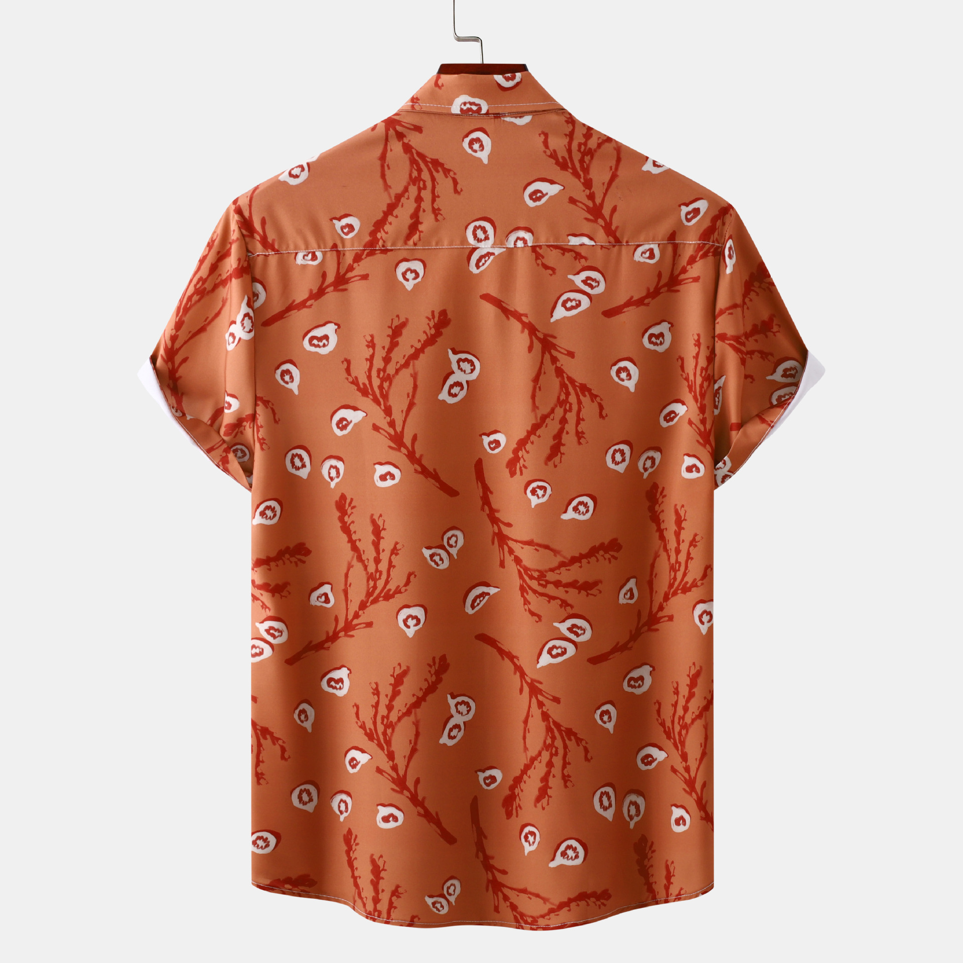 Men's Plus Size Printed Short Sleeve Button-Up Shirt