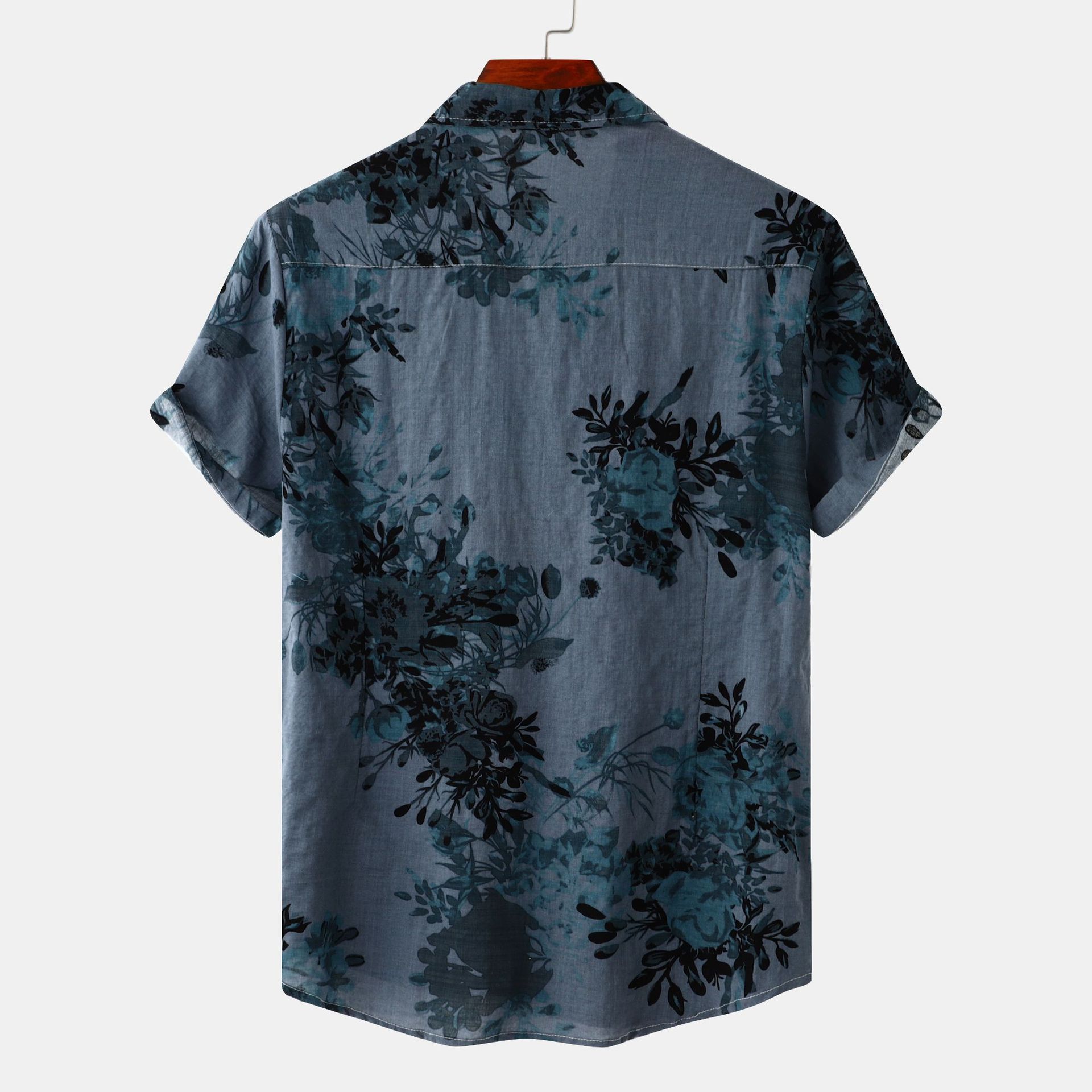 Men's Plus Size Printed Short Sleeve Button Down Casual Shirt
