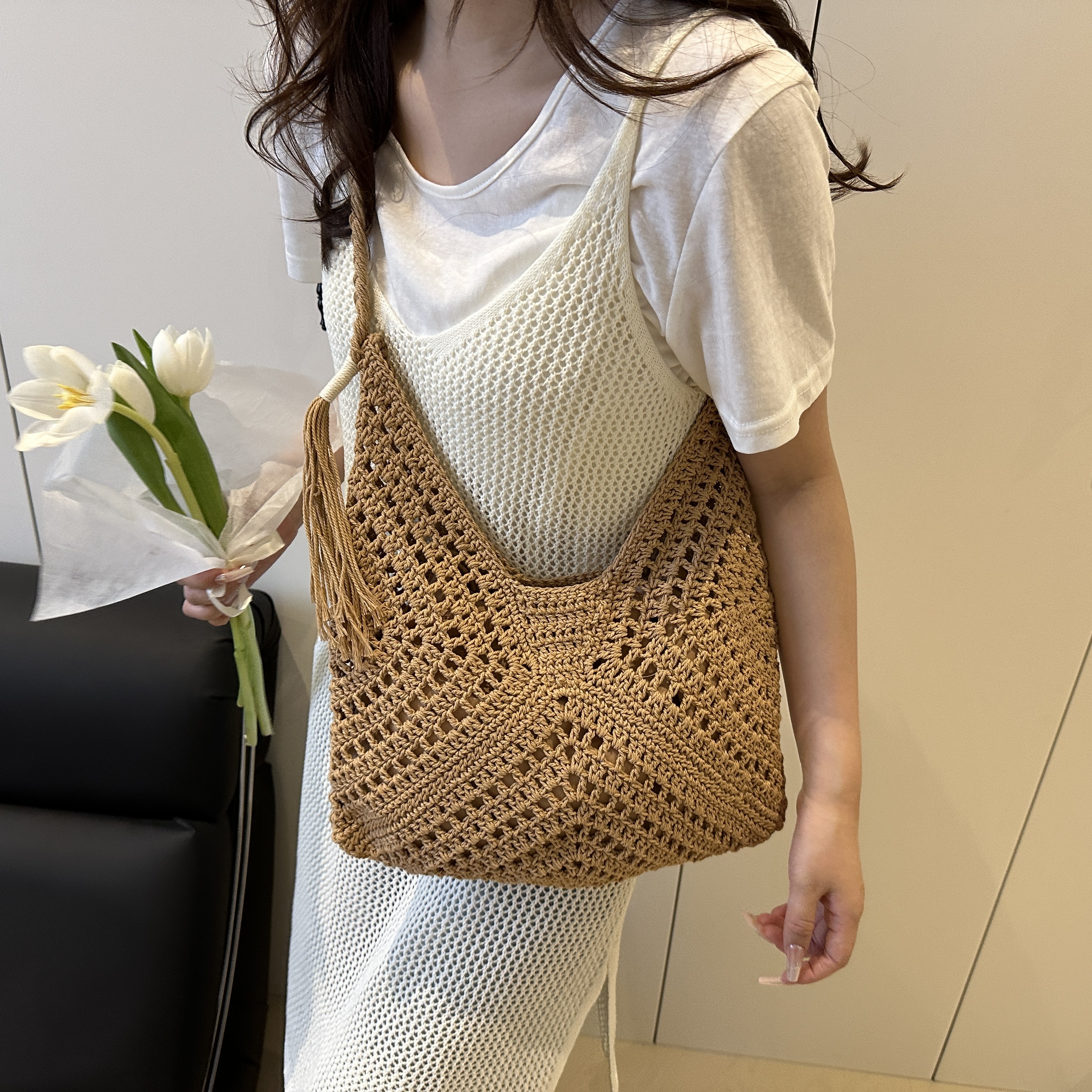 Tassel Crochet Crossbody Bag 4