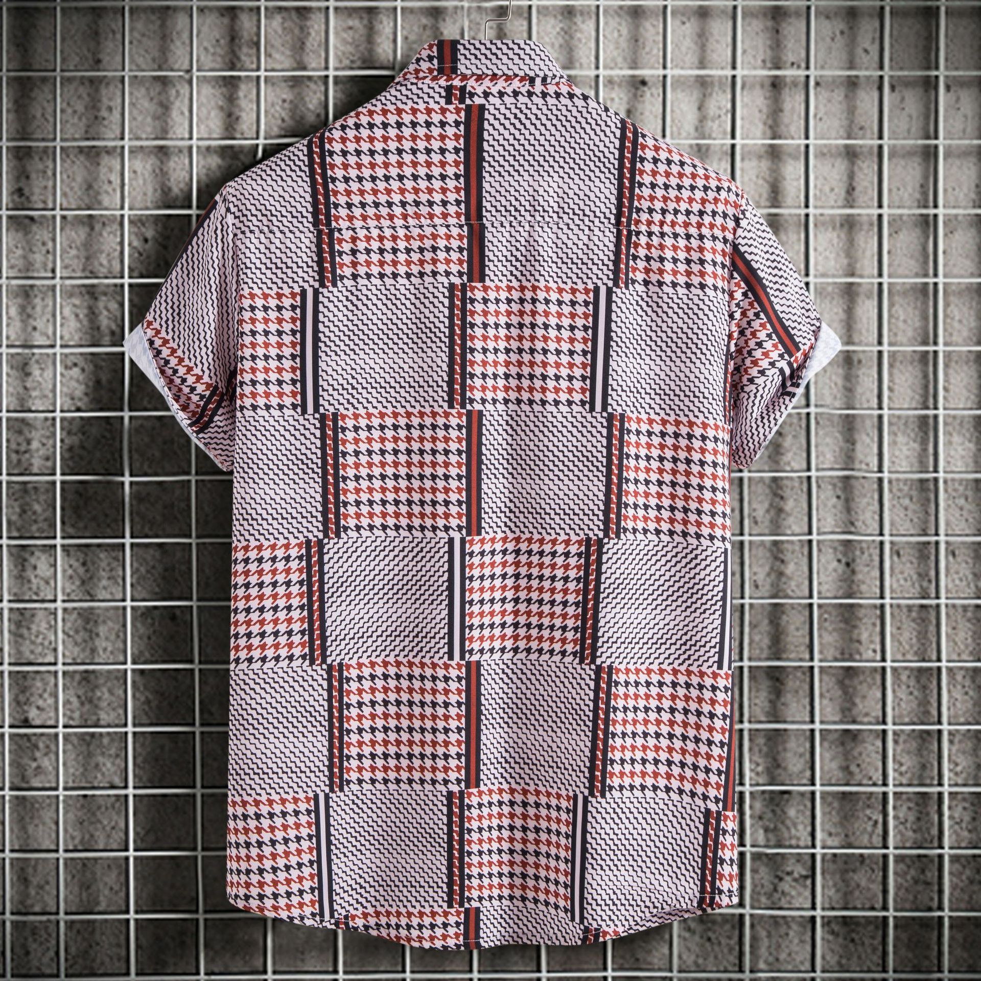 Men's Plus Size Patchwork Plaid Short Sleeve Casual Shirt
