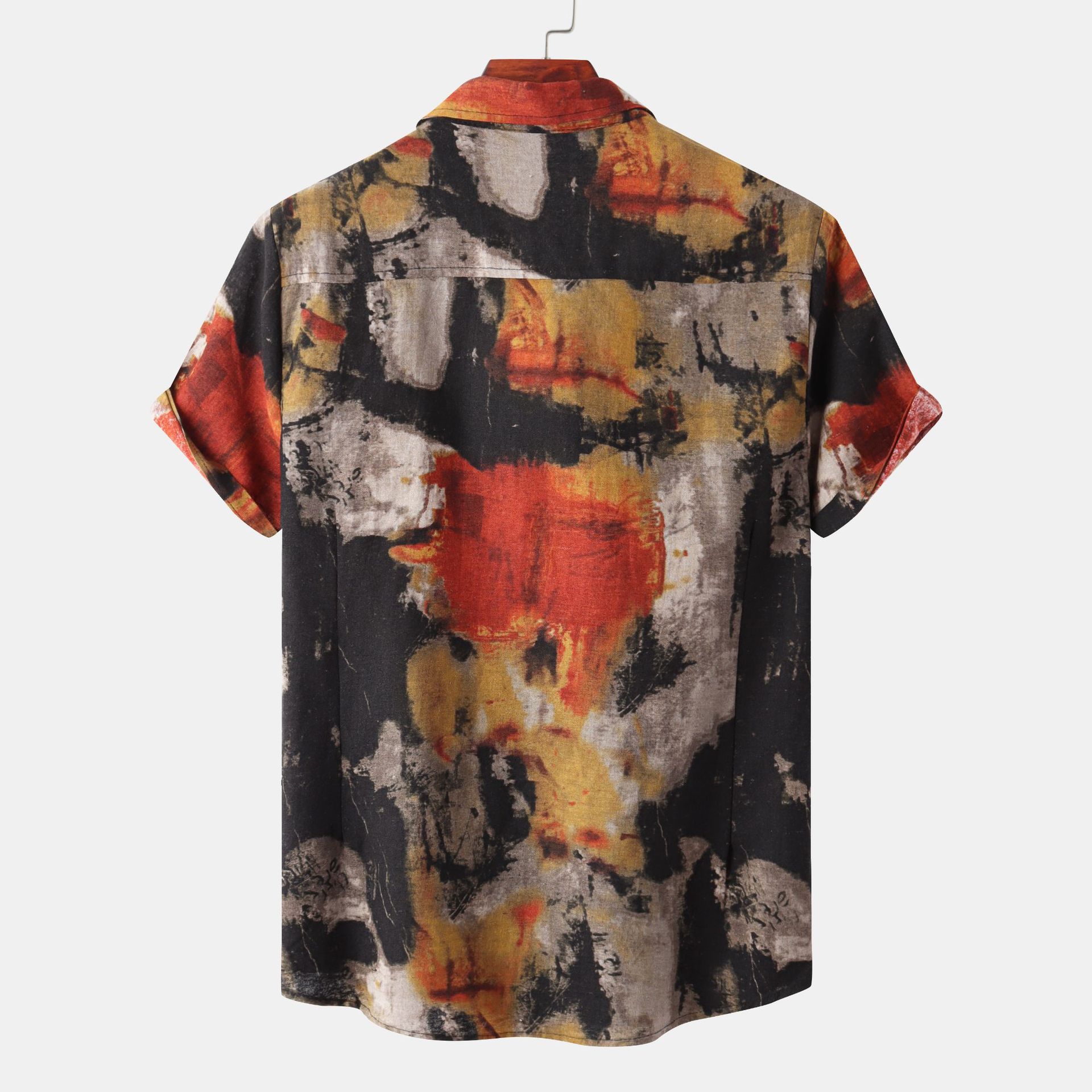 Men's Plus Size Abstract Print Short Sleeve Button-Up Casual Shirt