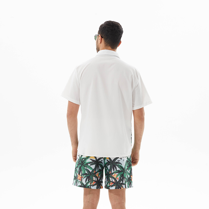 Men's Full Size Printed Short Sleeve Shirt and Shorts Set Plus Size