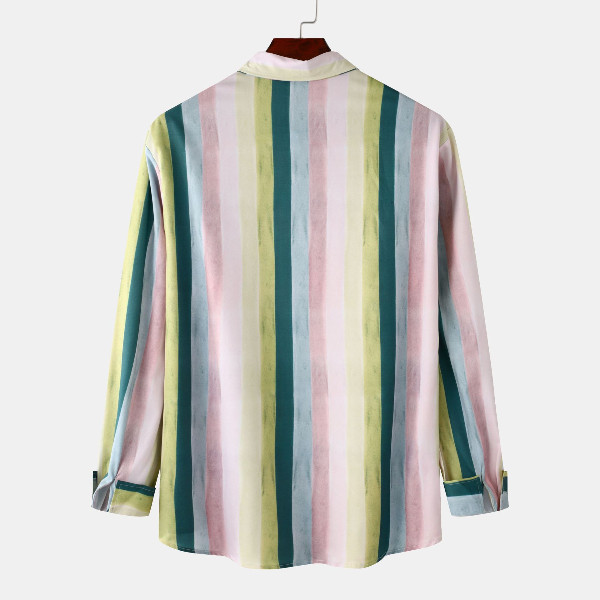 Men's Striped Long Sleeve Button-Up Shirt