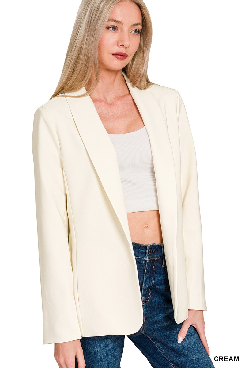 Woven Long Sleeve Blazer With Lining