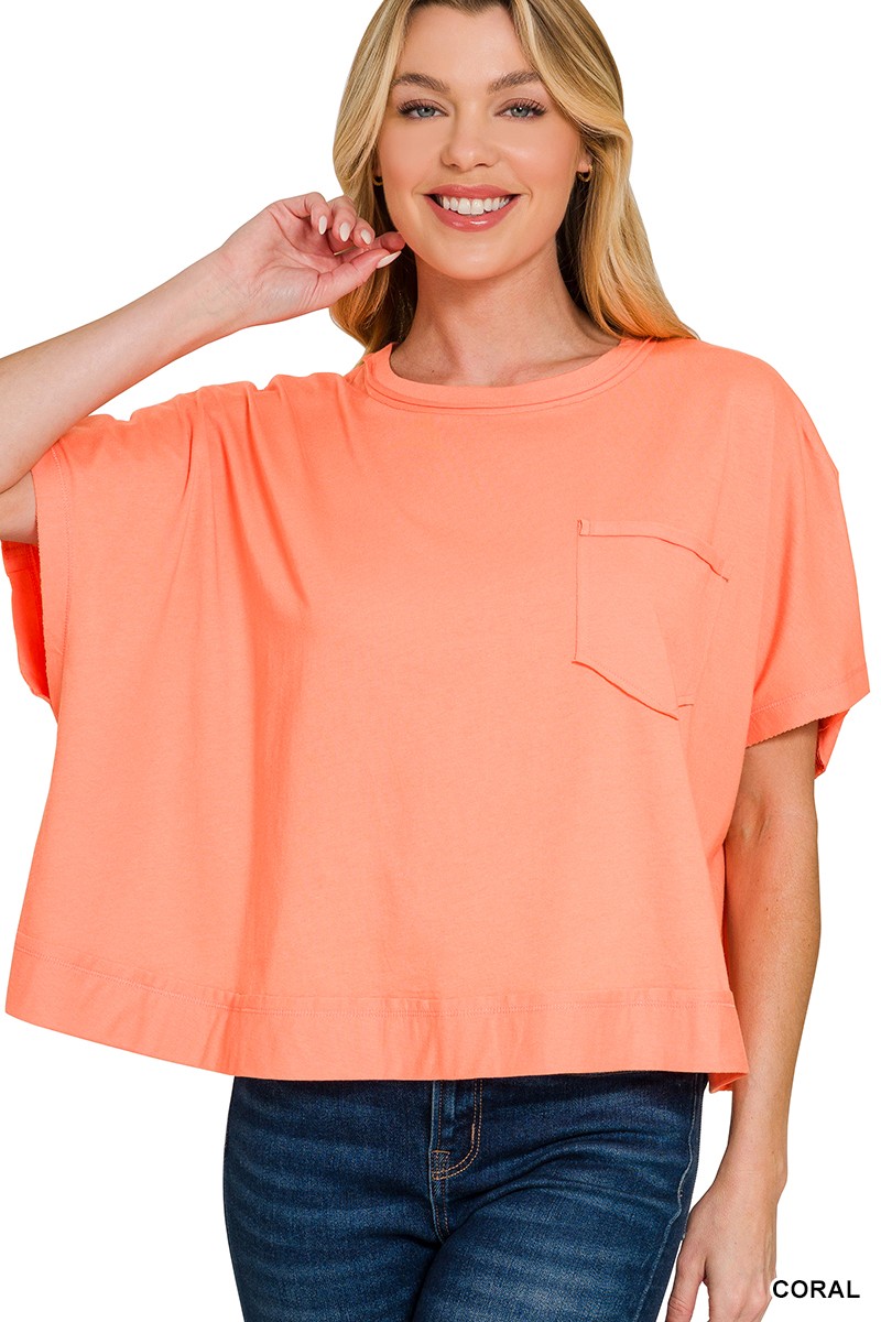 Zenana Exposed Seam Boxy Top