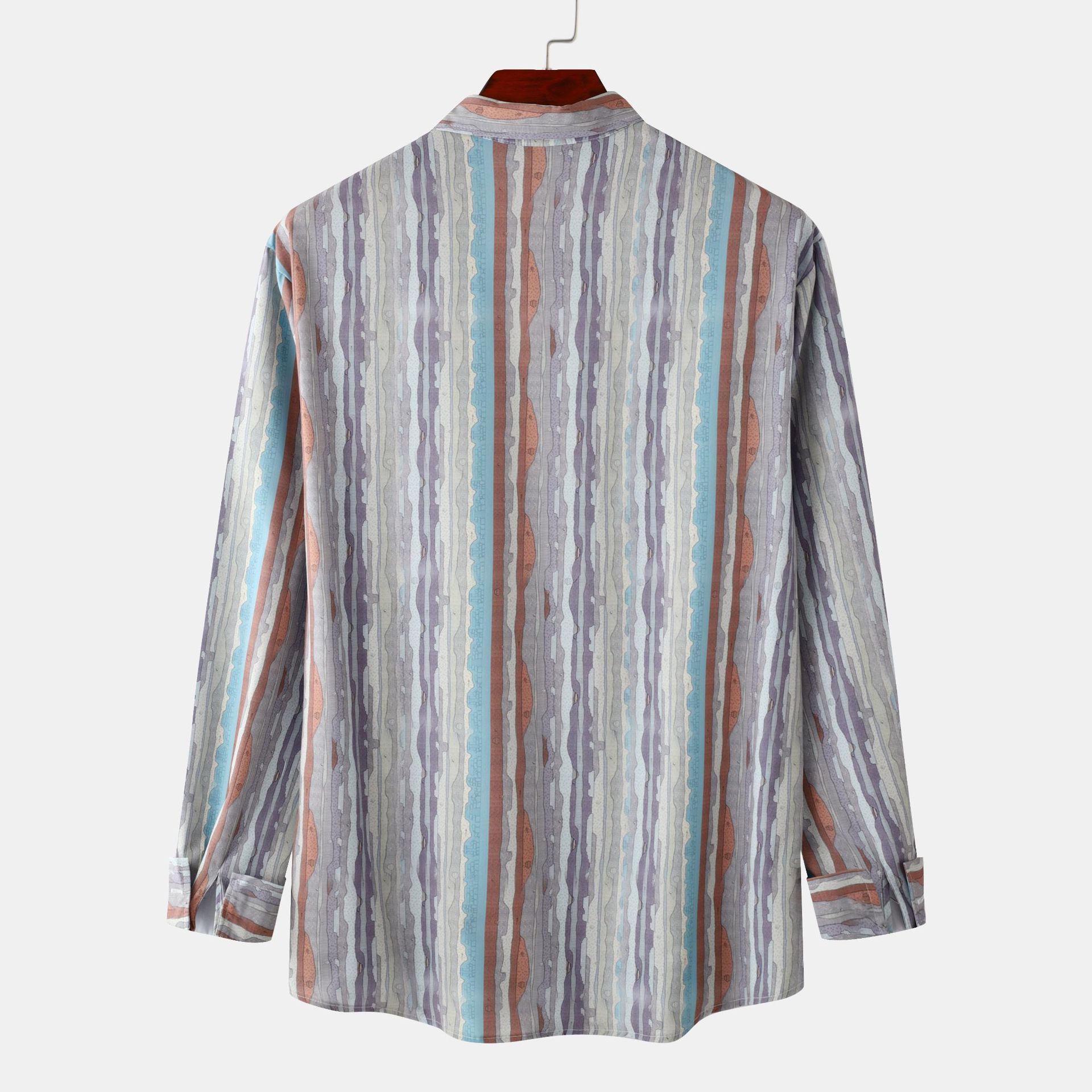 Men's Casual Vintage Striped Long Sleeve Button-Down Shirt